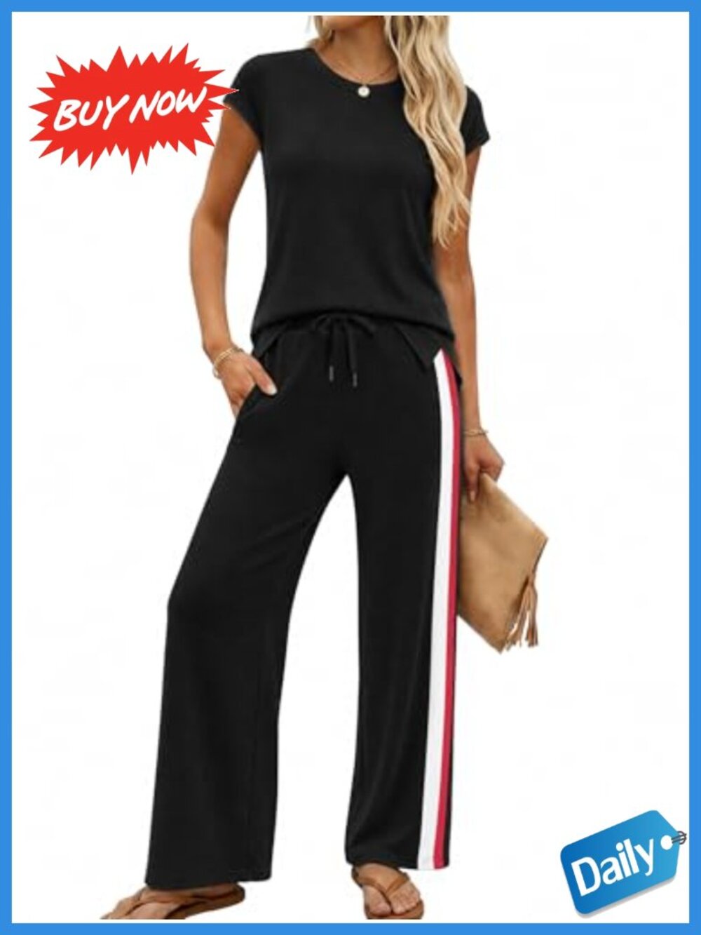 Women's 2 Piece Lounge Set Straight Leg Pant Set Travel Track Suit